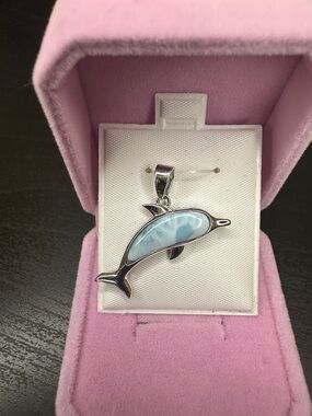 Sterling Silver Larimar Dolphin Pendant